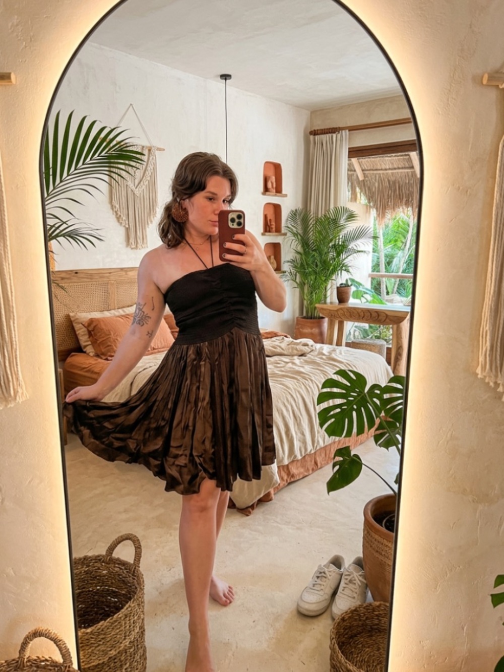 Free People One Maya Convertible Dress/Skirt Chocolate Brown Boho Beach Tulum - Picture 3 of 3